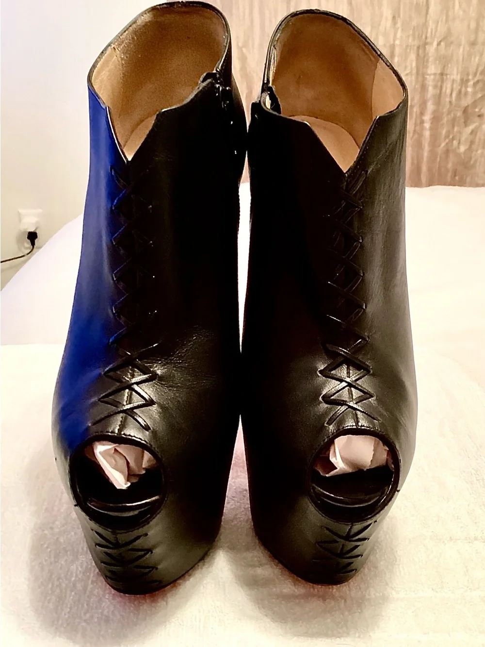 Christian Louboutin Recouzetta Black Leather Ankle Boots SZ 39.5